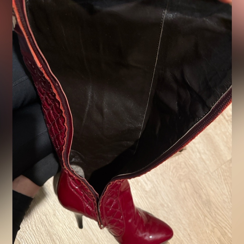 Burberry Burgundy Quilted Heeled Boots - Picture 14 of 14